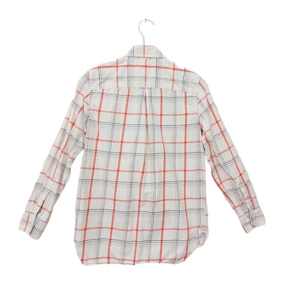 Banana Republic Shirt Womens XS Cotton Beige Plaid Button Up Long Sleeve Preppy - Picture 2 of 10